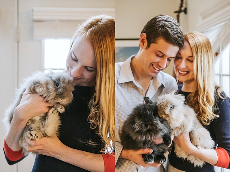 Engagement session with bunnies